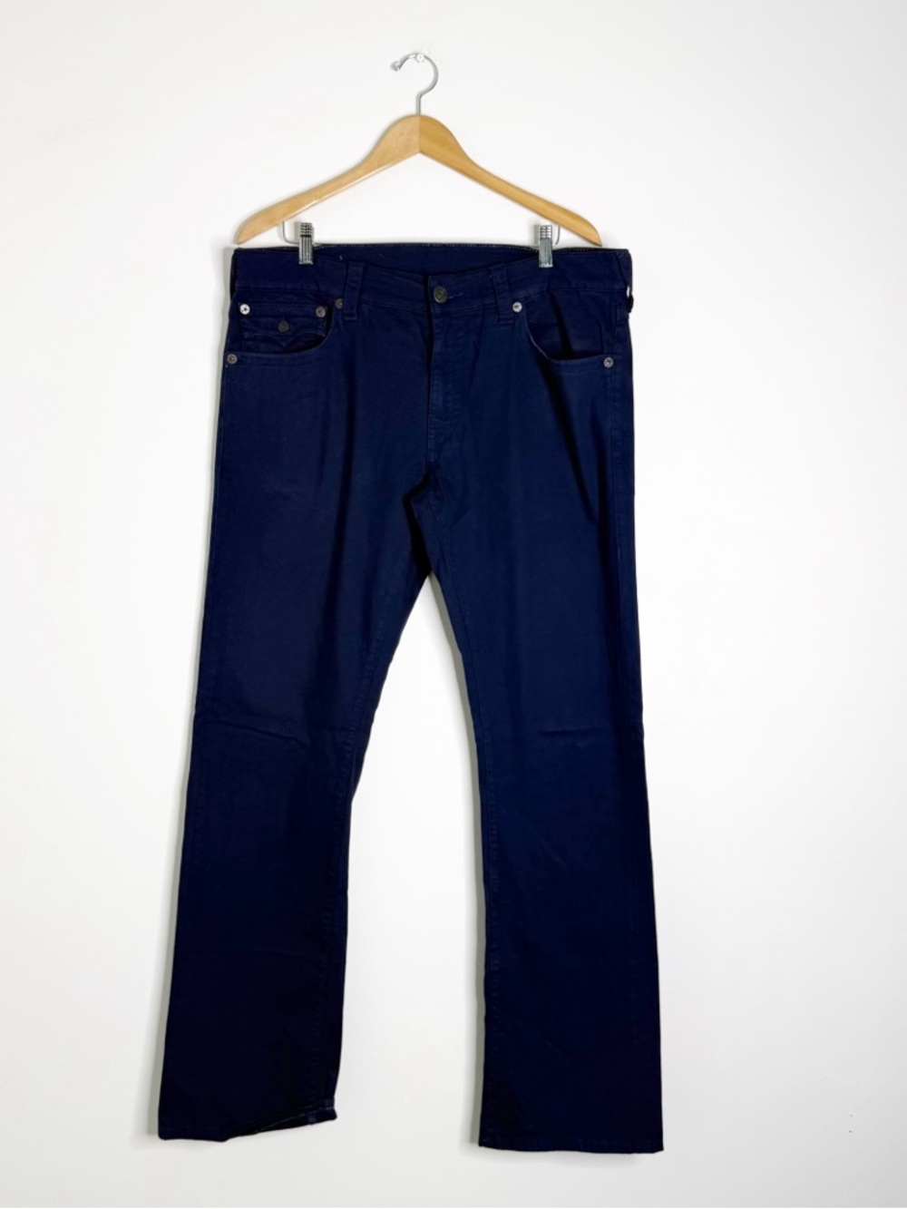 True Religion Ricky Navy Straight Leg Jeans Size 36 Stretch Denim